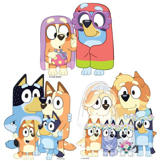 SC4766 Bluey & Bingo, Grannies, Heeler Family & Bluey Family Wedding Shelf Top Pack Cardboard CutoutsHeight 21cm