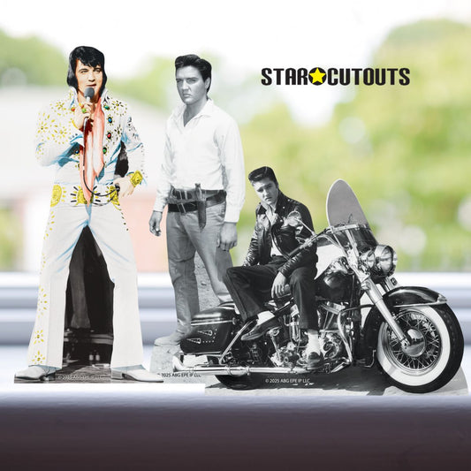 SC4835 Elvis Shelf Top Pack Cowboy, Vegas, Motorbike Cardboard Cutouts Height 30cm