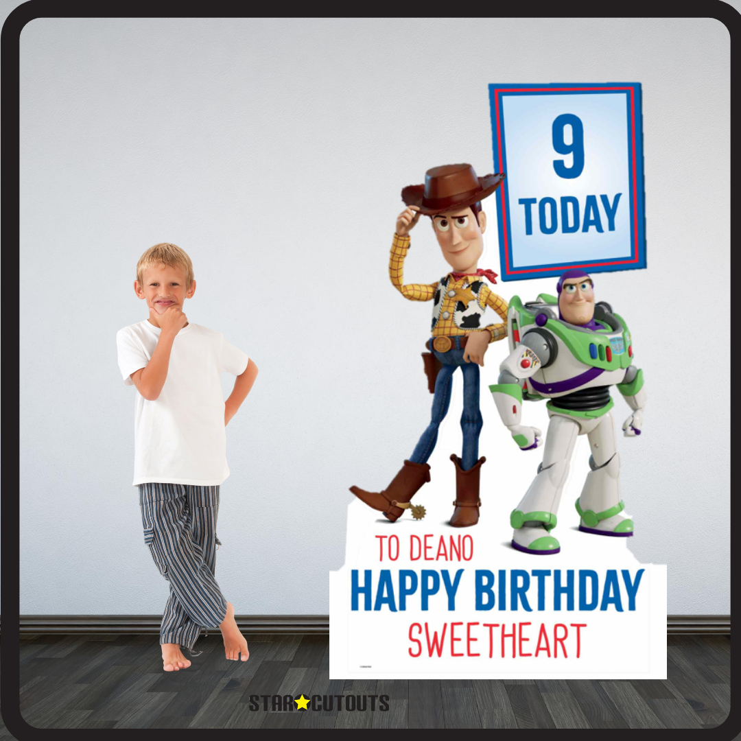 Disney Personalised Happy Birthday  Buzz Lightyear & Woody Toy Story - Text Only - Age - Name - Message