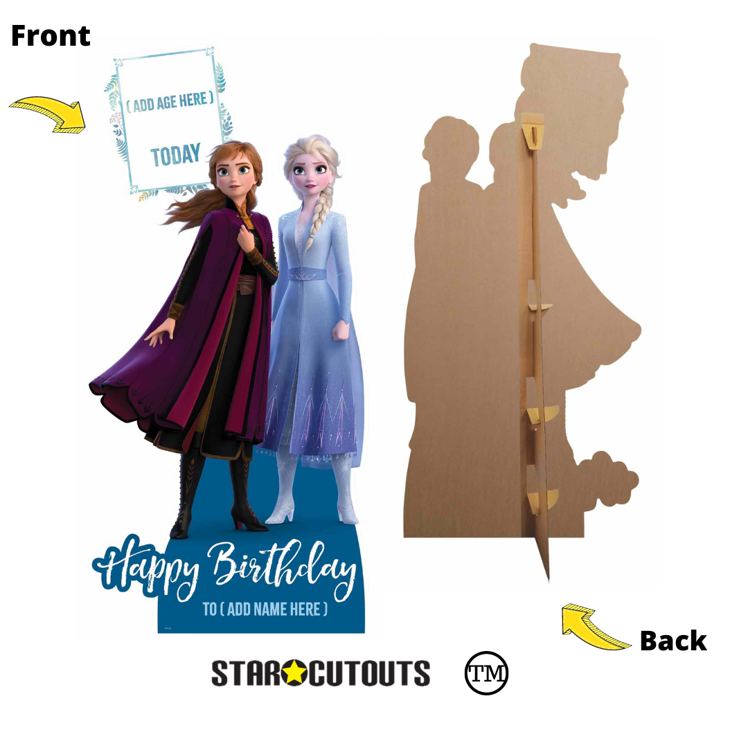 Disney Personalised Frozen -  Anna and Elsa - Happy Birthday - Text Only - Age - Name