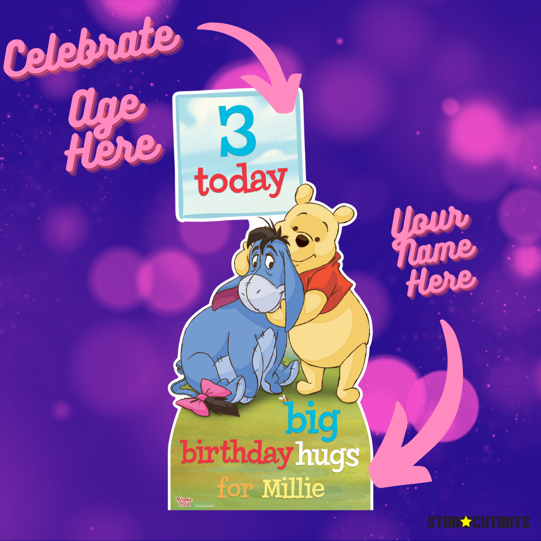 Disney Personalised - Winnie the Pooh -  Happy Birthday - Text Only - Age - Name - Please Personalise BEFORE Checkout