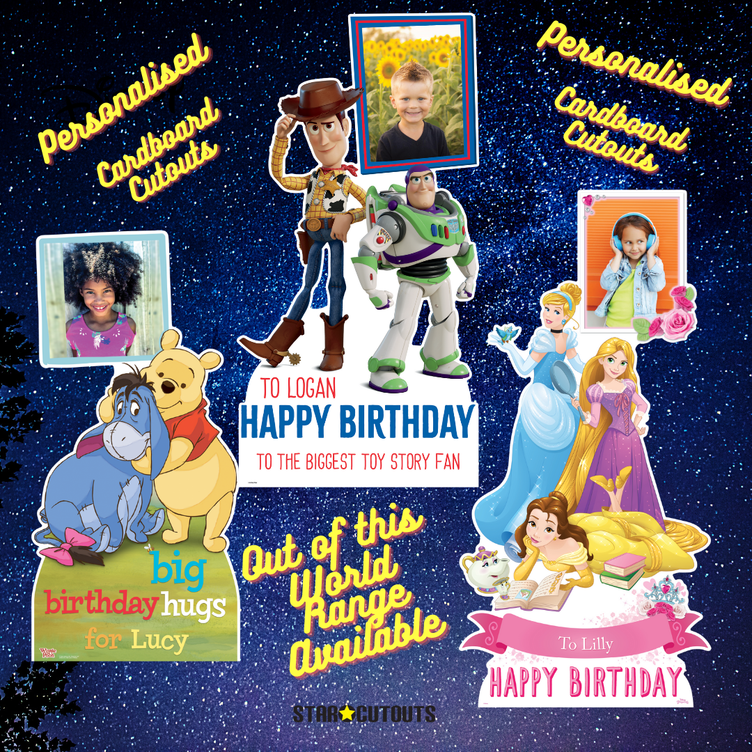 Disney Personalised Happy Birthday  Buzz Lightyear & Woody Toy Story - Photo - Name -Text - Please Personalise BEFORE Checkout