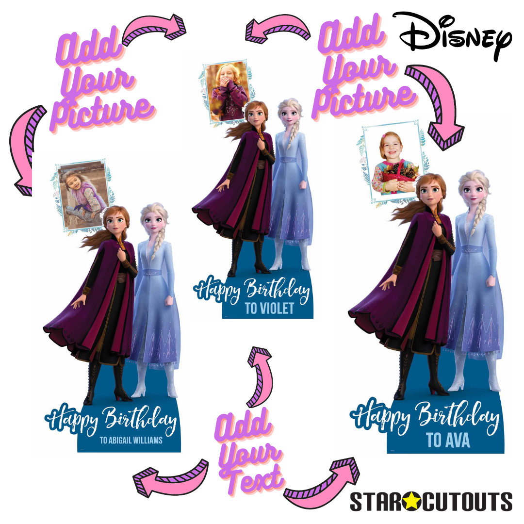 Disney Personalised Frozen Anna and Elsa - Happy Birthday - Photo - Name - Please Personalise BEFORE Checkout