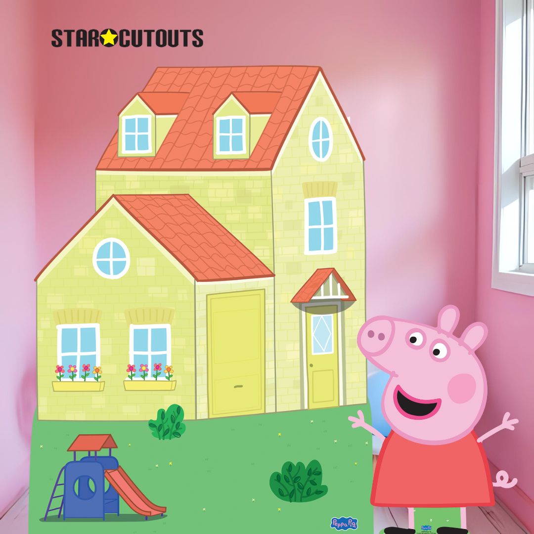 SC4879 Peppa Pig House With Silde Cardboard Cut Out Height 128cm