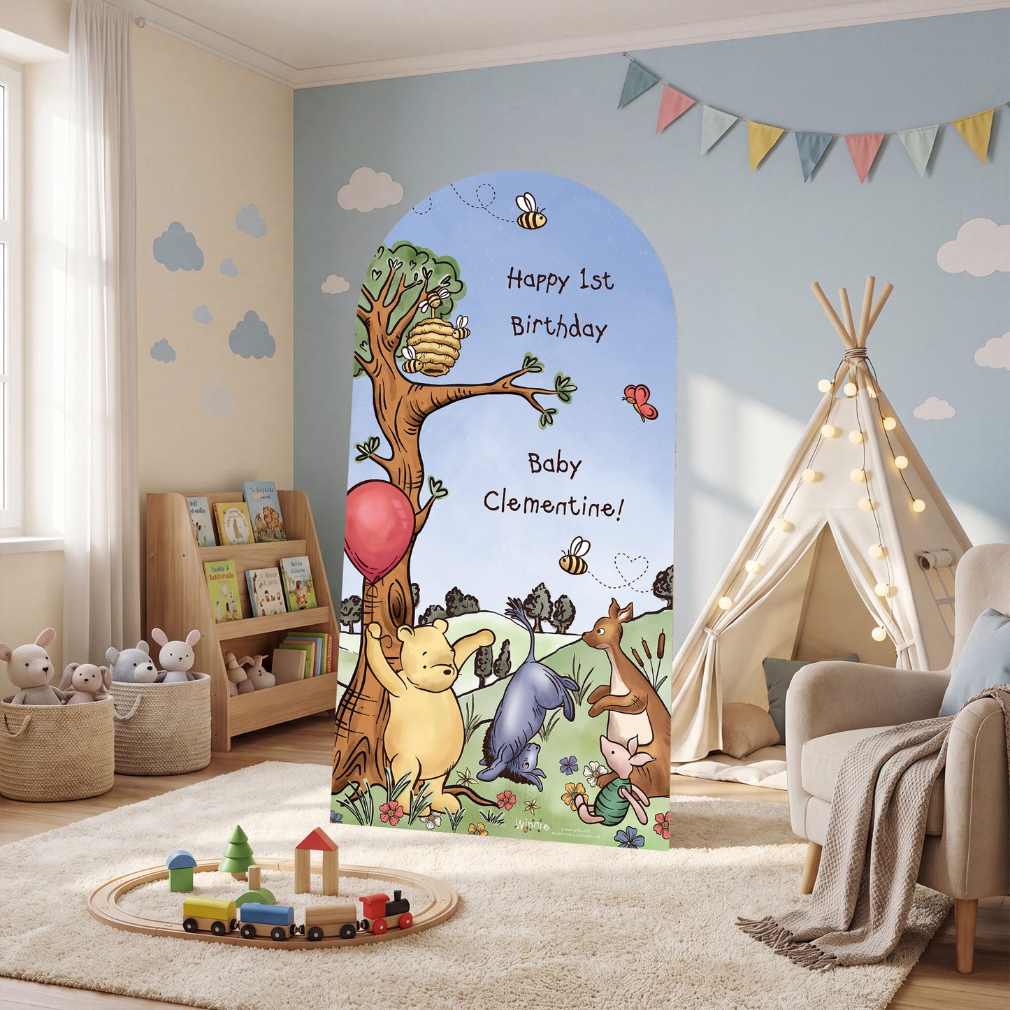 XQ018 Winnie Sailboard Blue Sky Pooh Bear Personalised Sailboard