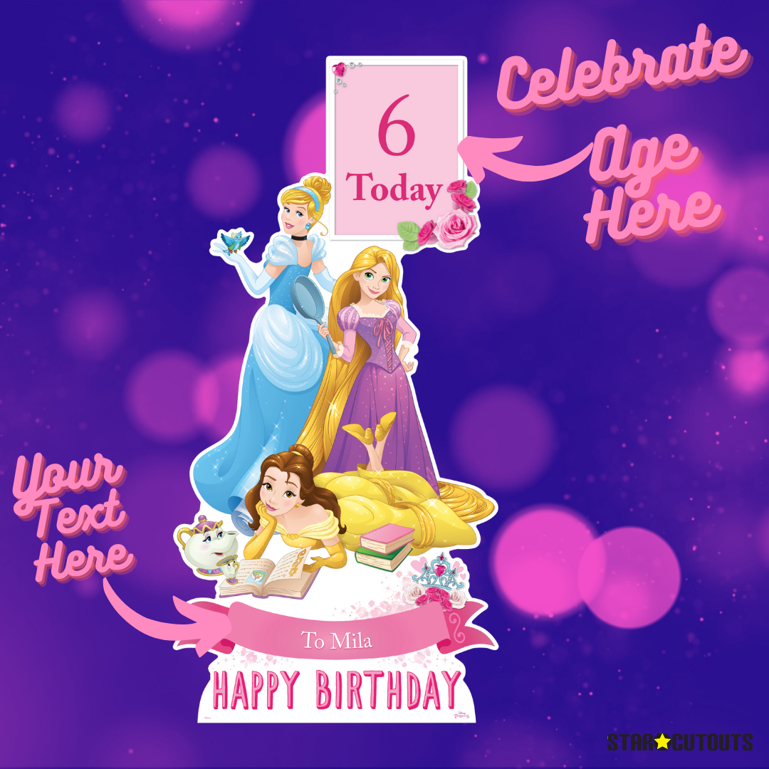 Disney Personalised Princess - Happy Birthday - Text Only - Age - Name - Please Personalise BEFORE Checkout