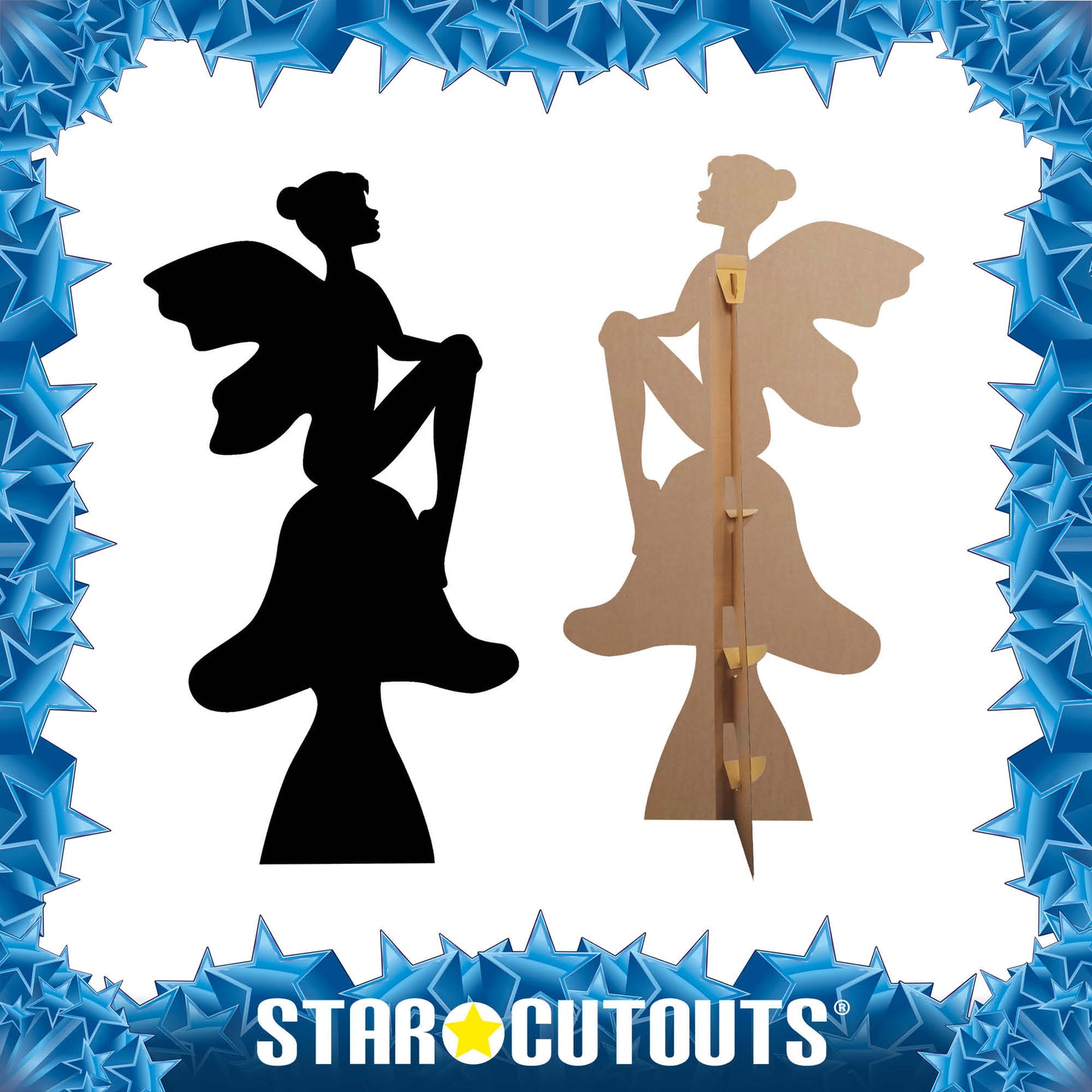 Fairy  on Toadstool Black Silhouette Cutout