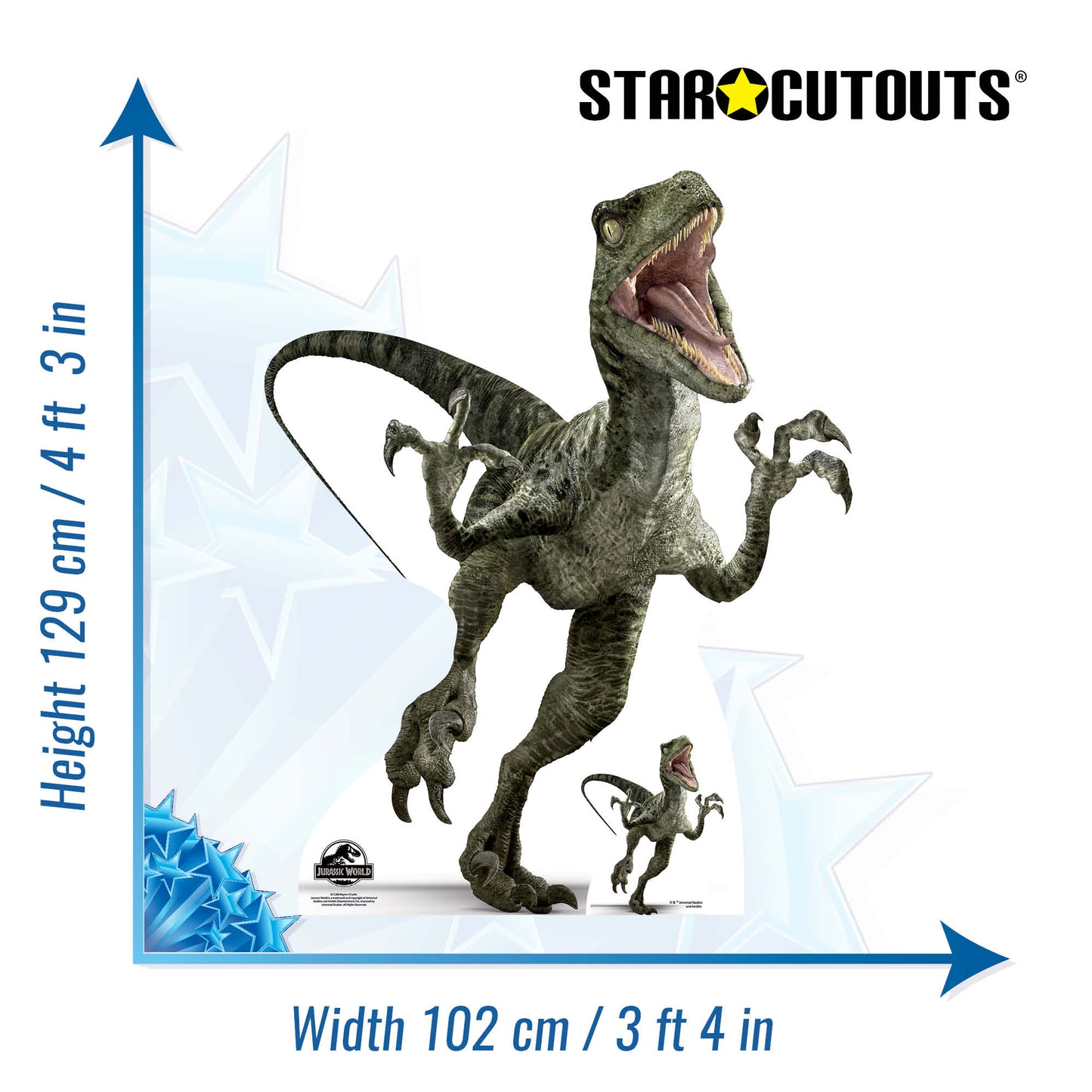 Official Jurassic World Charlie Raptor Dinosaur Cardboard Cutout