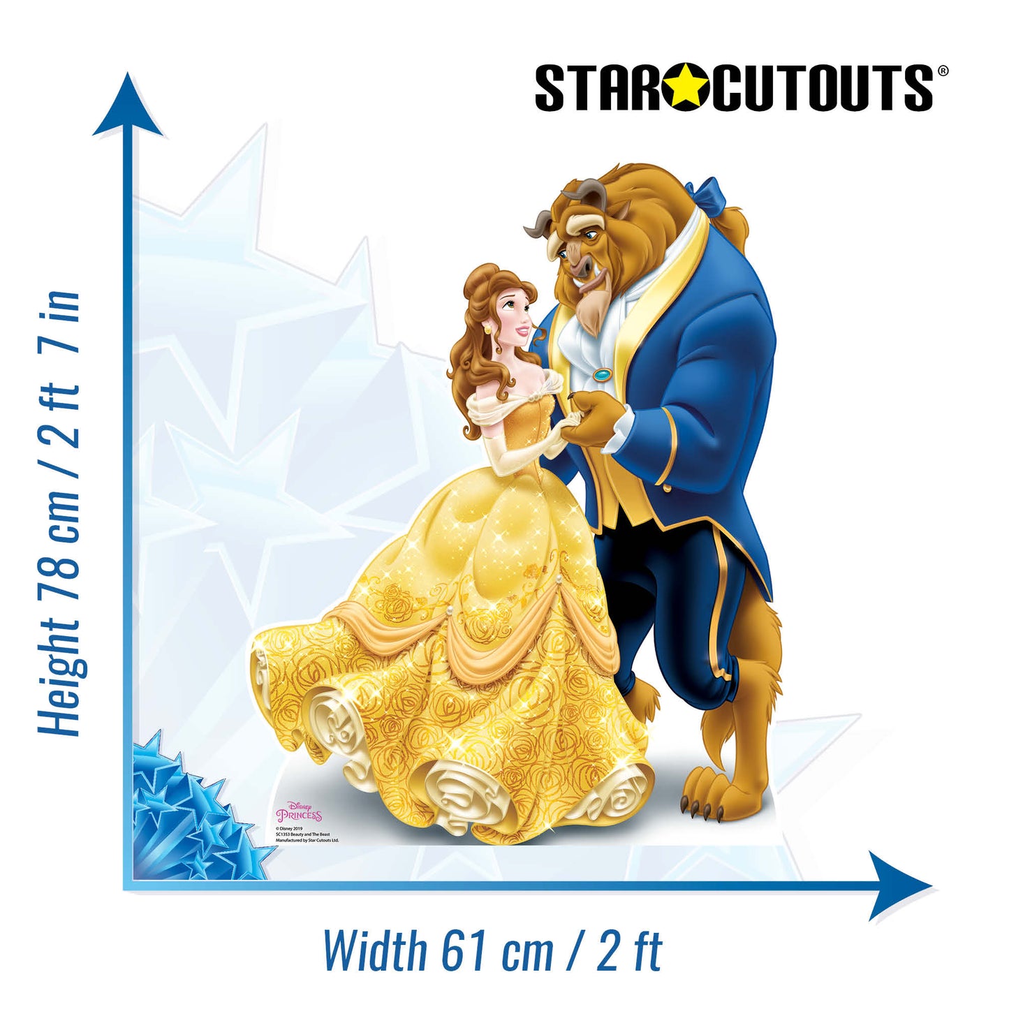 Official Belle and Beast Cardboard Cutout Height