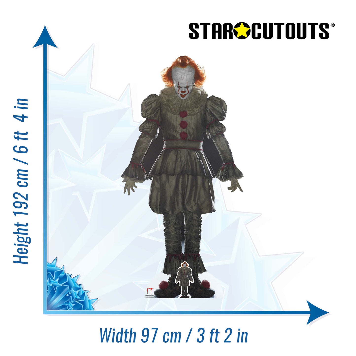 An image showing Pennywise height and with