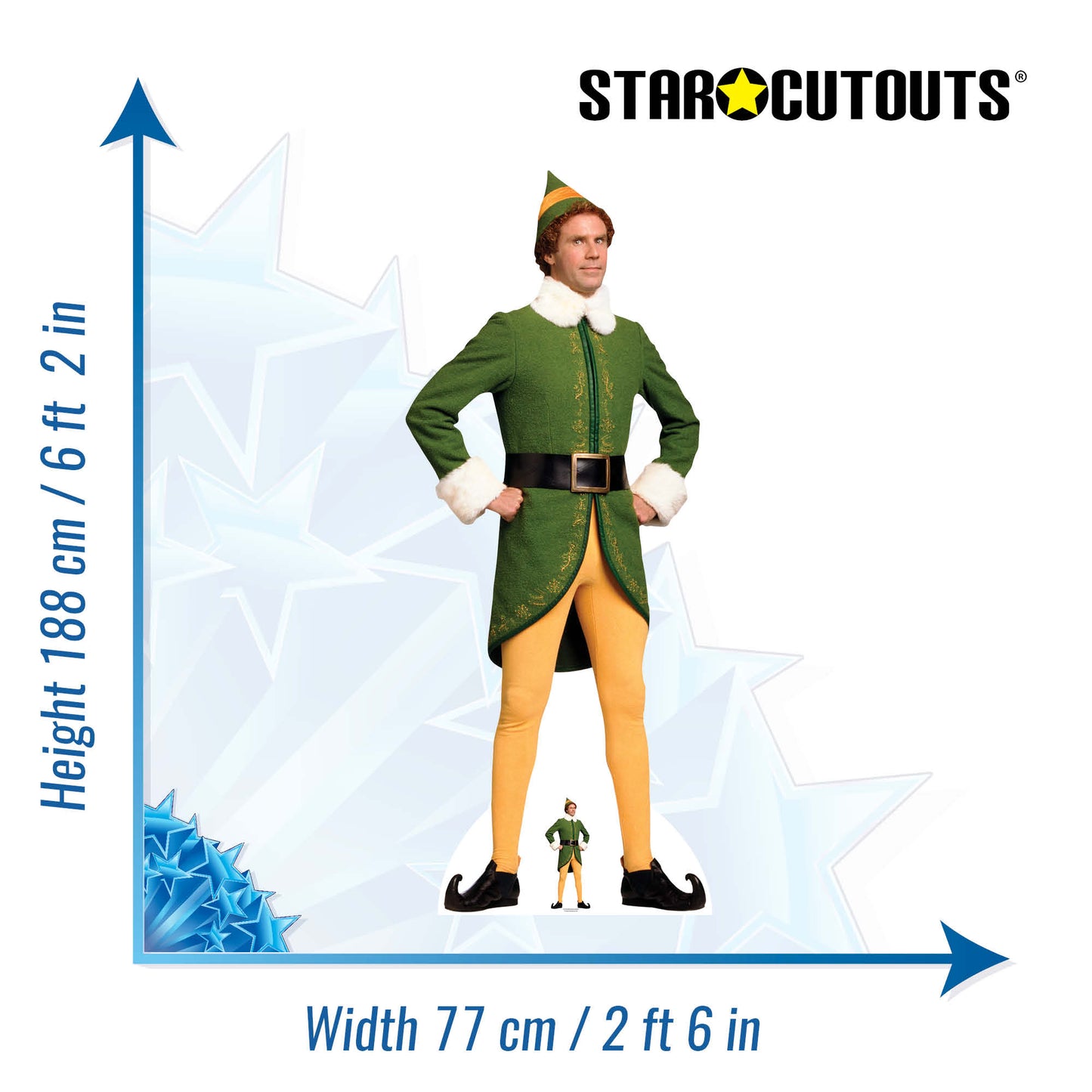 Buddy the Elf Classic Christmas Hands On Hips Cardboard Cutout