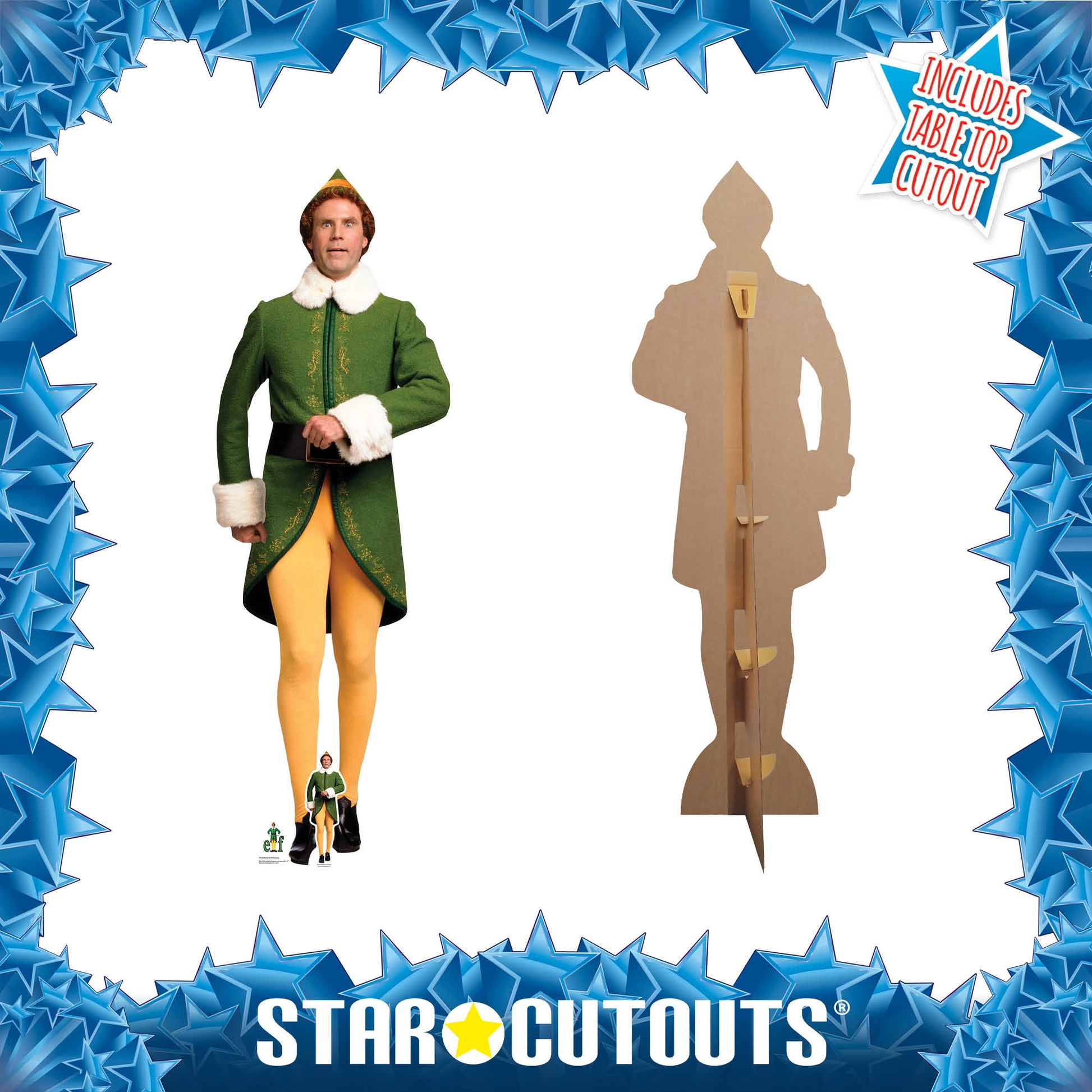 Buddy Elf Cardboard Cutout Front and Back