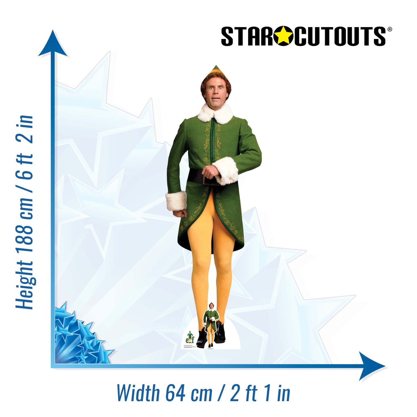 Buddy Elf Cardboard Cutout Height and Width