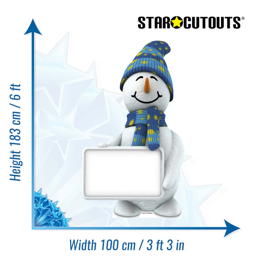 Snowman with Sign Cardboard Cutout - mycardboardcutout