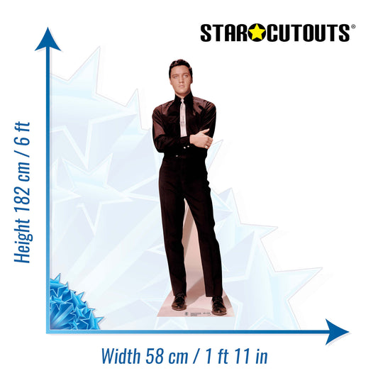 Elvis in Black Suit and White Tie Cardboard Cutout - mycardboardcutout