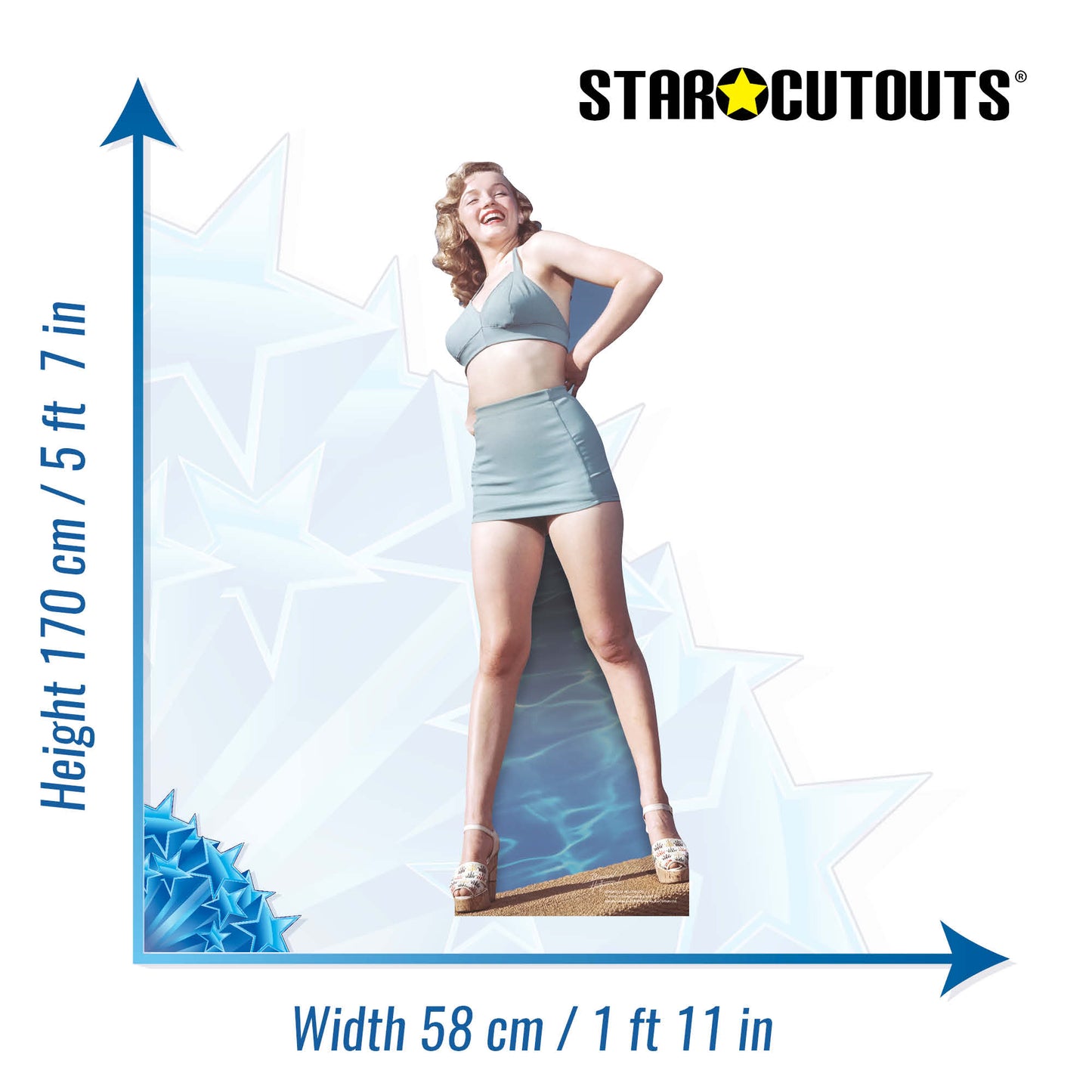 Marilyn Monroe Blue Bikini Cardboard Cutout