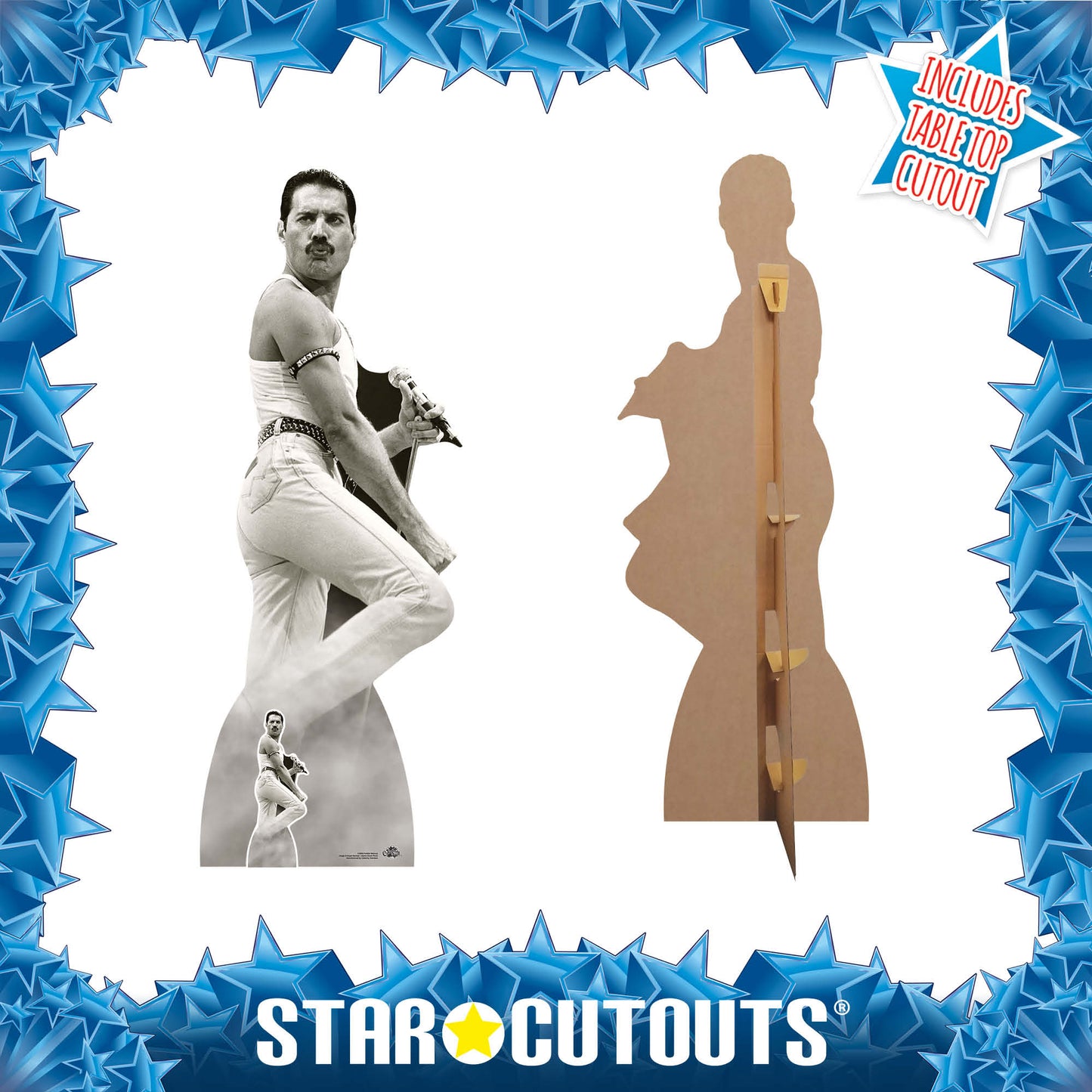 Freddie Mercury Cardboard Cutouts July 1985 Black and White Performing at Live Aid