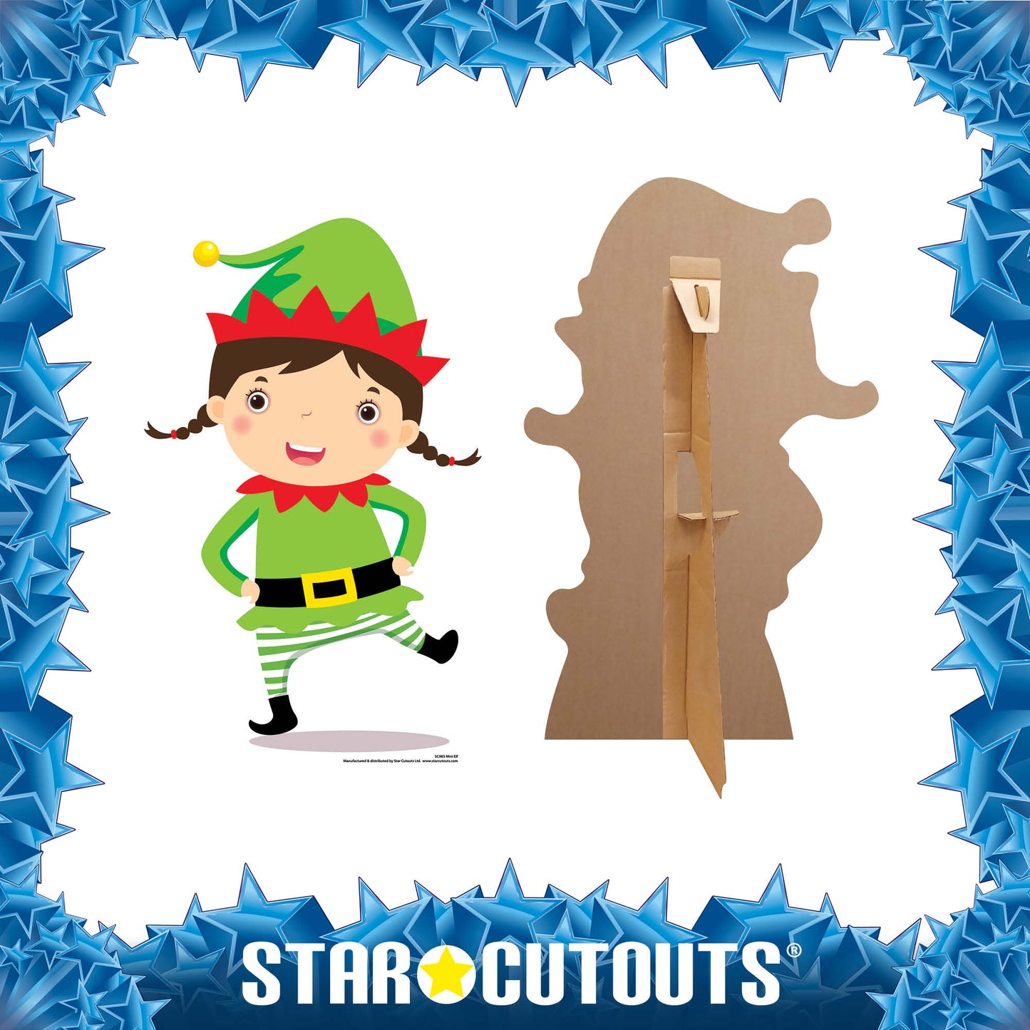 Cute Christmas Naughty Elf Cardboard Cutout