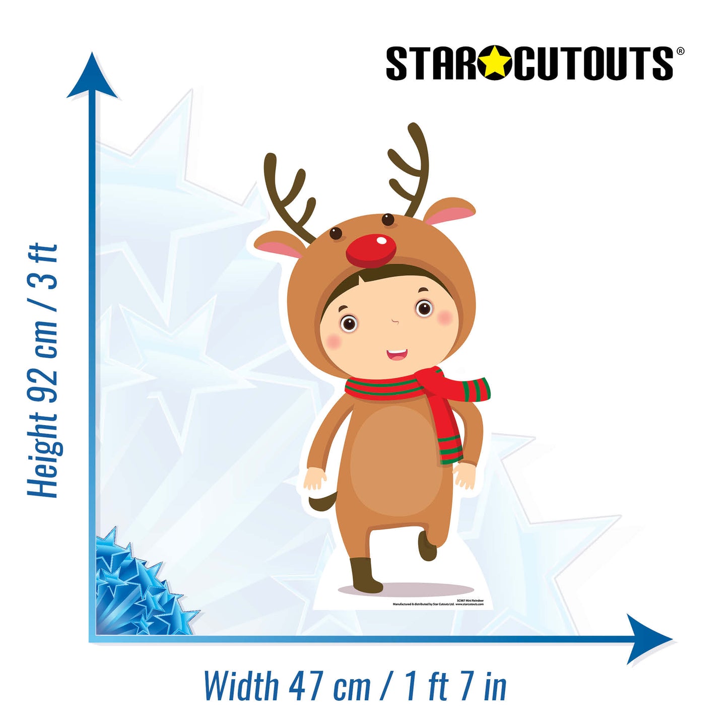 Cute Christmas Reindeer Cardboard Cutout - mycardboardcutout