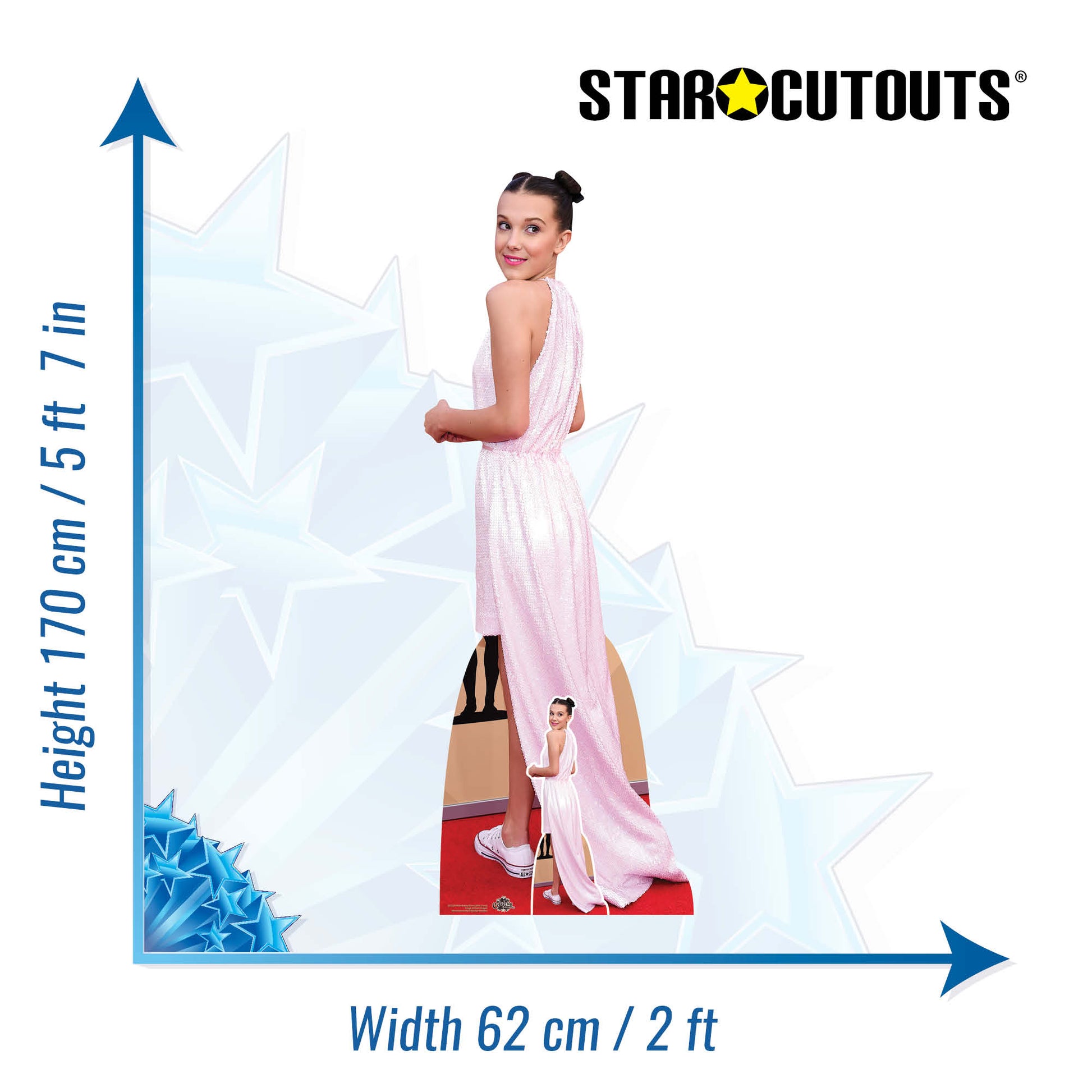 Millie Bobby Brown Pink Dress Cardboard Cutout Stranger Things Actor - mycardboardcutout