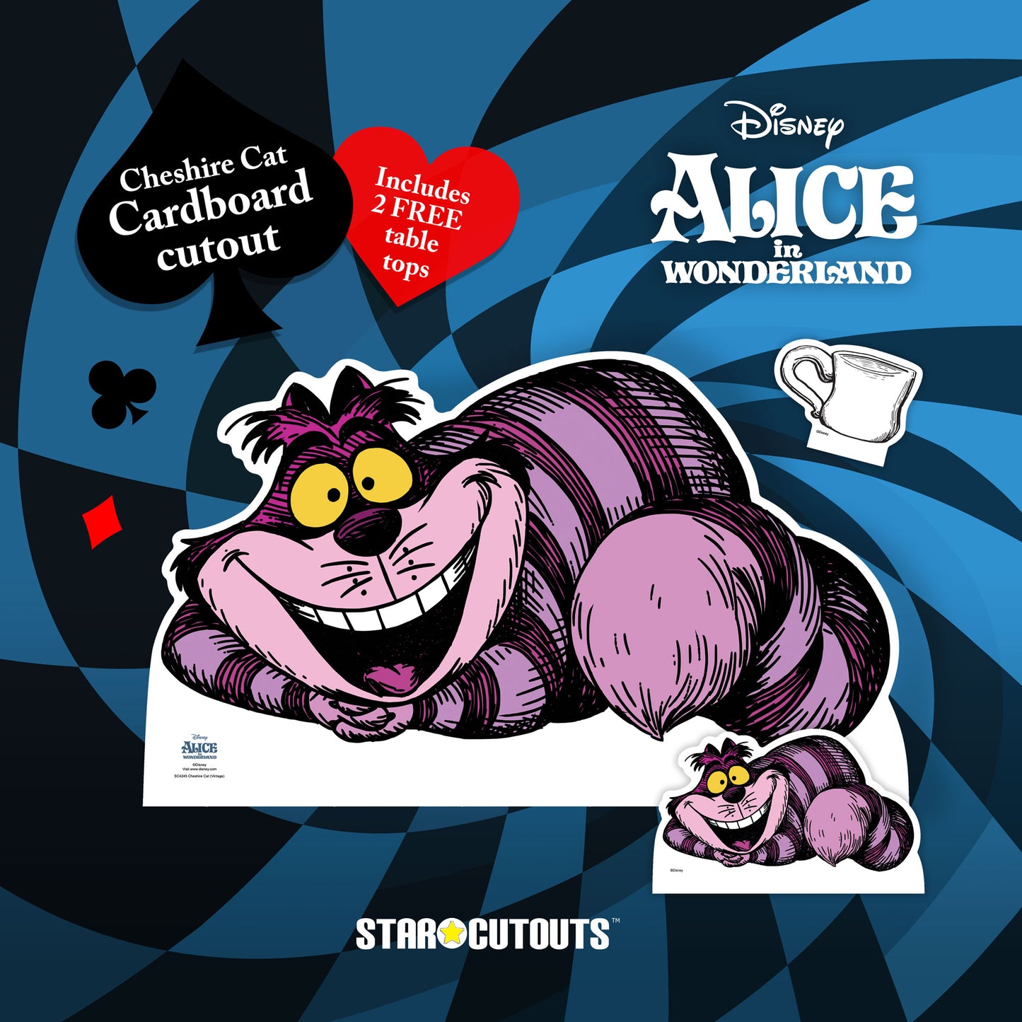 Vintage Alice in Wonderland Cheshire Cat Star Mini Cardboard Cutout