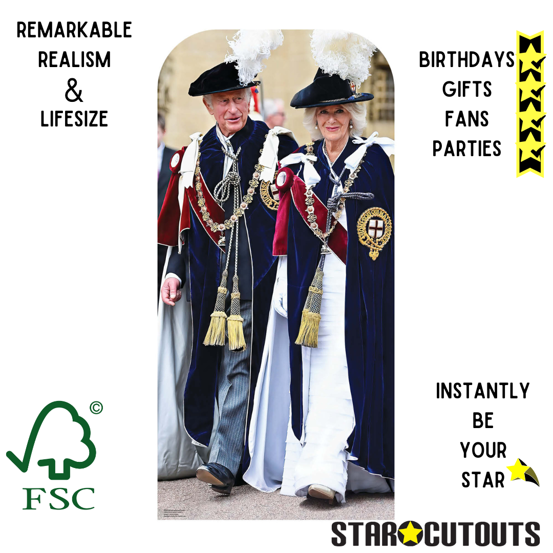 King Charles and Camilla - Order of the Garter Stand In Cardboard Cutout