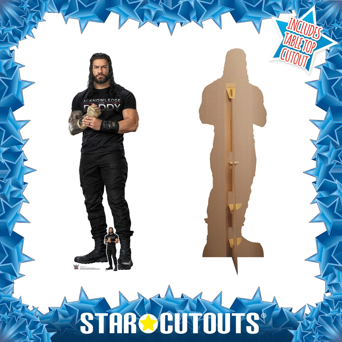 Roman Reigns Black Outfit WWE Cardboard Cutout Lifesize With Mini Desktop Cutout