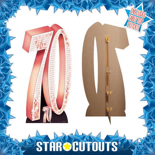 Rose Gold Number 70 Seventy Anniversary Cardboard Cutout