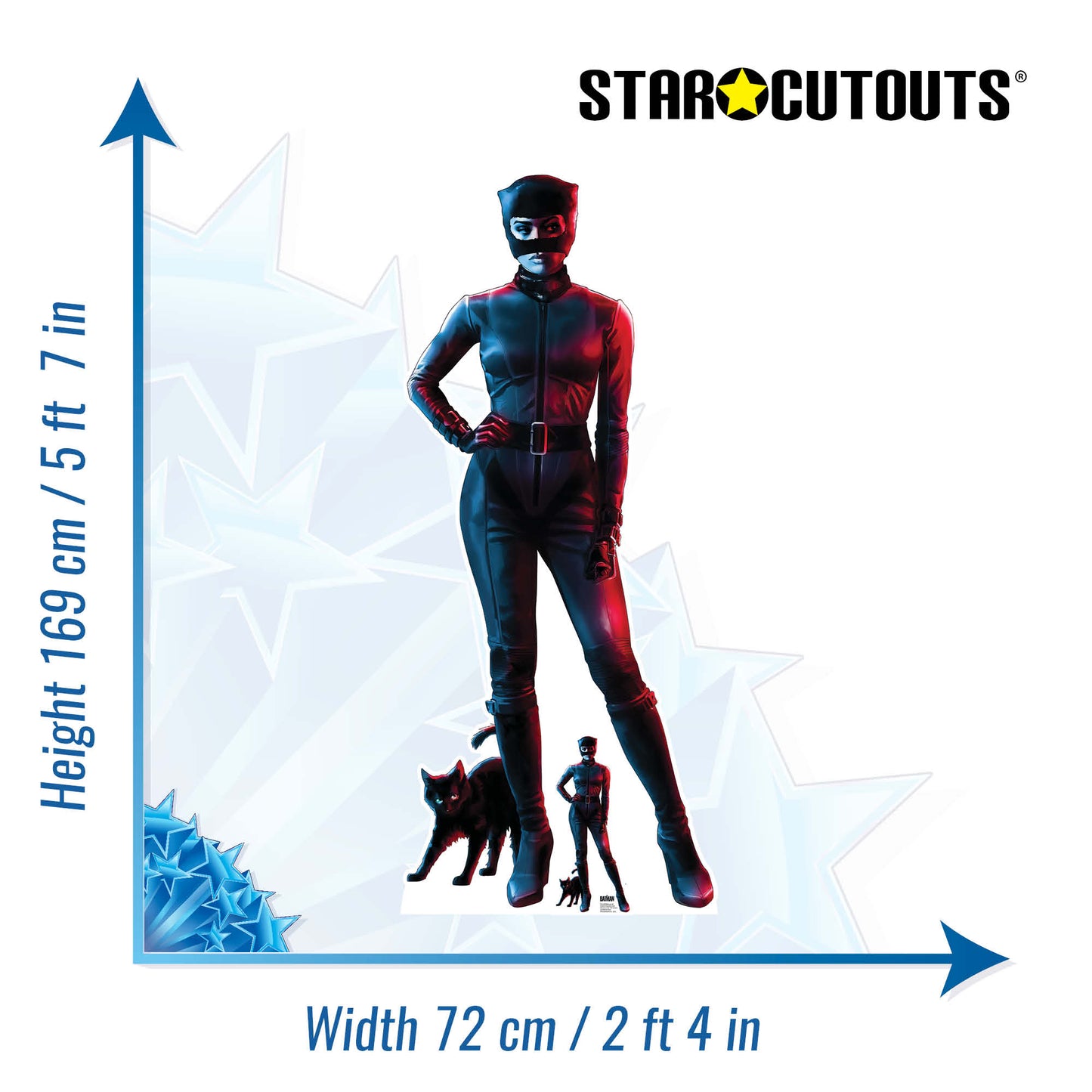 Catwoman  Red Blue Zoe Kravitz Greatest Superhero Red Blue Lifesize Cardboard Cutout - mycardboardcutout