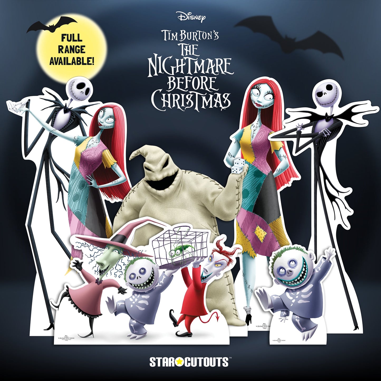 SC4372 Lock Shock And Barrel  Nightmare Before Christmas Cardboard Cut Out Height 90cm
