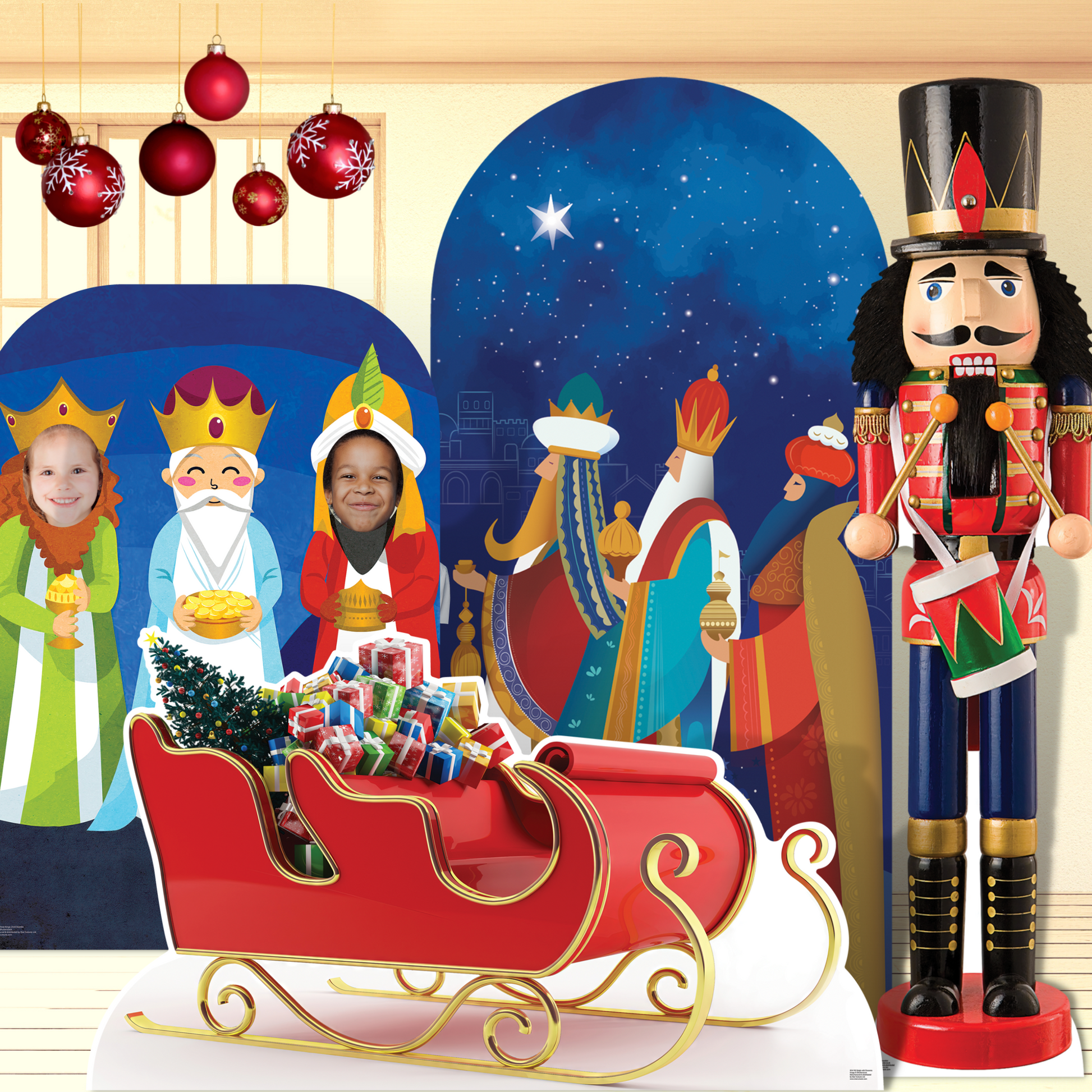 Three Kings Christmas Child Stand In Cardboard Cutout